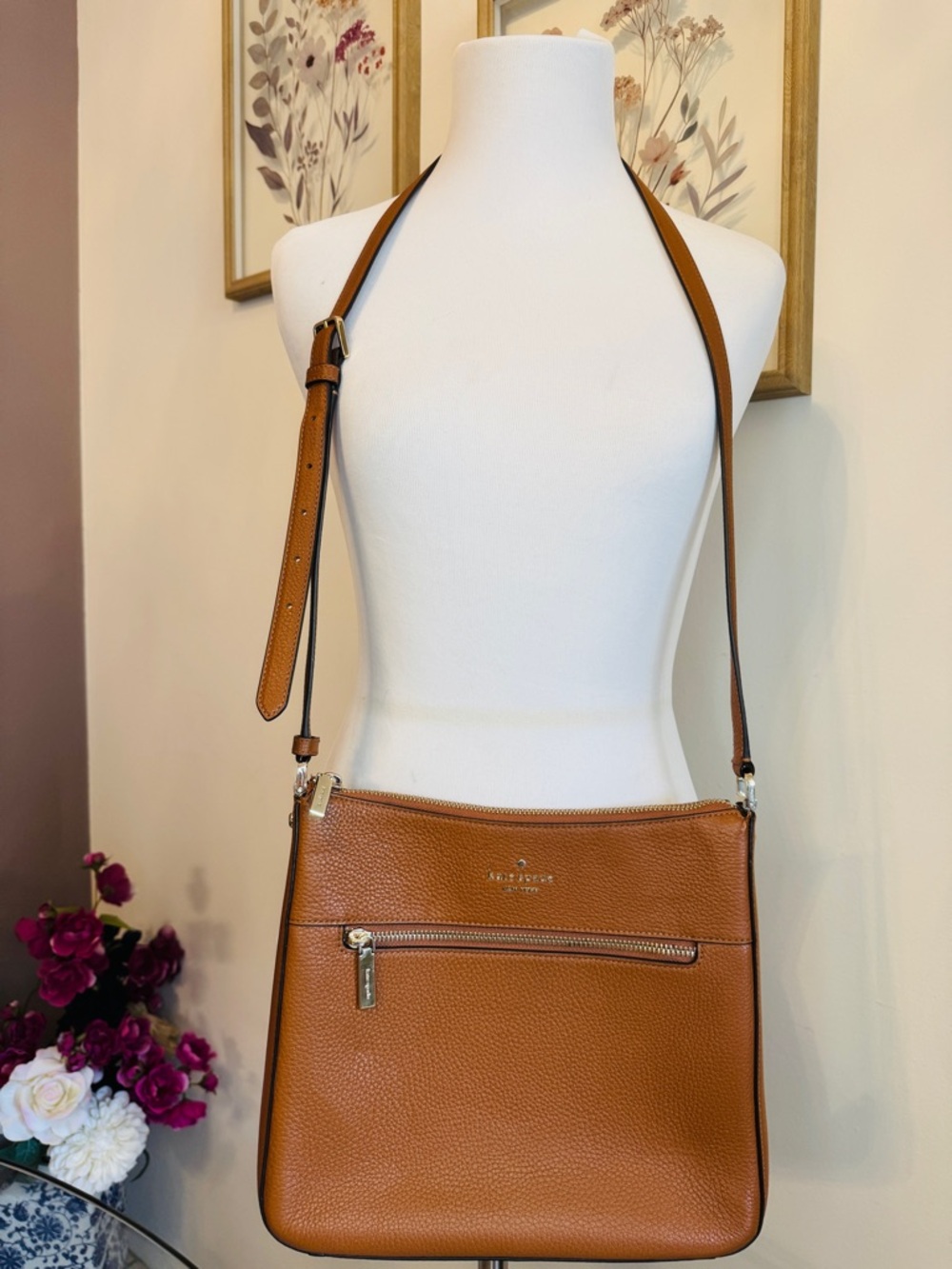 Coach Pebbled Leather Crossbody Bag in Saddle Brown